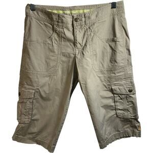 Lucy Khaki Y2K Cargo Capri Pants Womens 2 Bermuda Long Shorts Grunge VTG Grunge